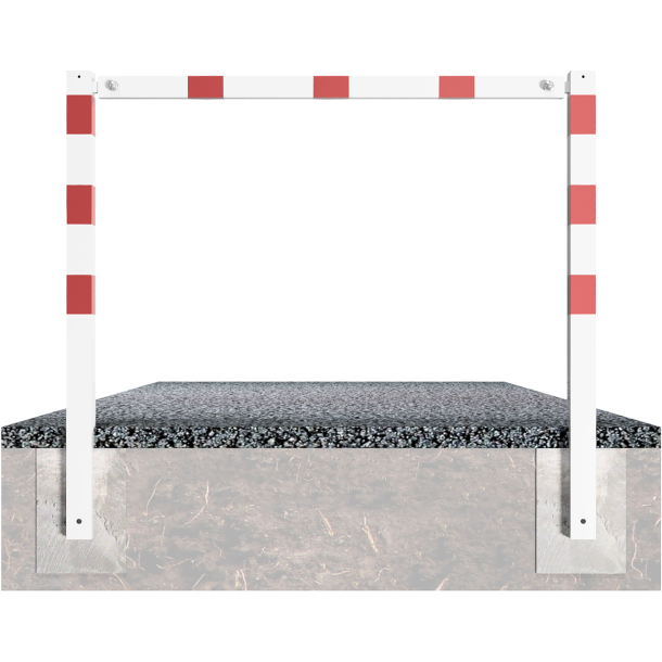 Stationary access barriers | for bolting on site | with top bar | hot-dip galvanized and white coatedwith red reflecting stripes | total width: 1500 mm